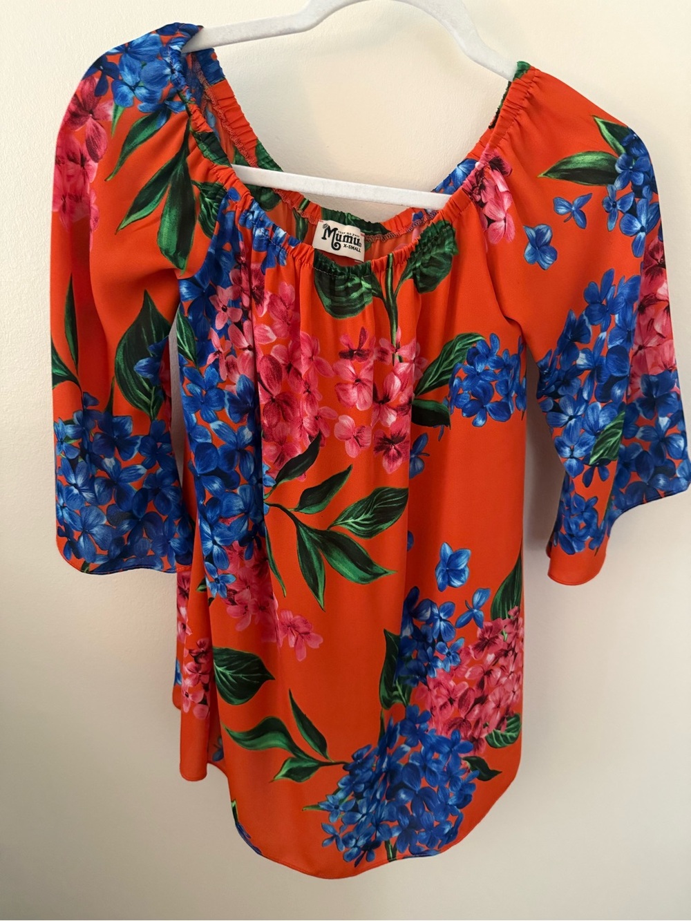 Show Me Your Mumu Wallie Tunic XS Orange Floral Off Shoulder Boho Top
